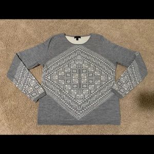 J.crew gray and white tribal aztec sweater